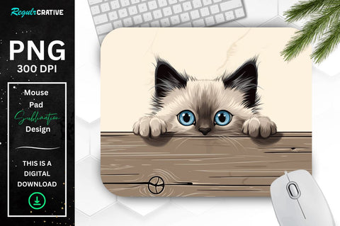 Kawaii Peeking Cat mouse pad Bundle Sublimation Regulrcrative 