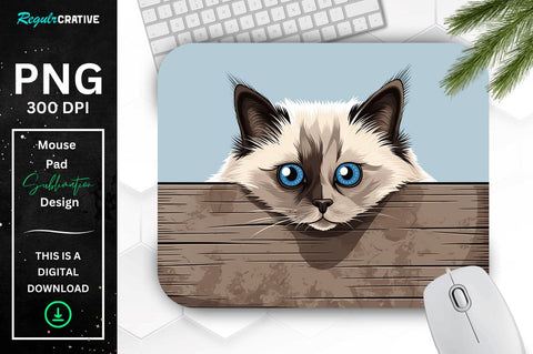 Kawaii Peeking Cat mouse pad Bundle Sublimation Regulrcrative 