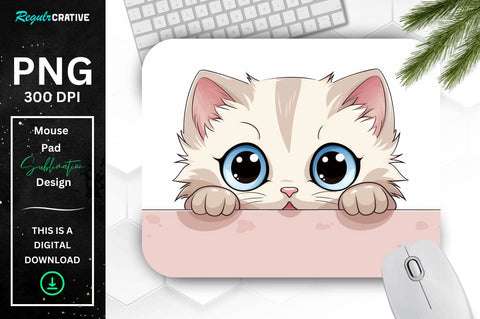 Kawaii Peeking Cat mouse pad Bundle Sublimation Regulrcrative 