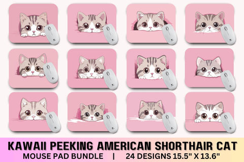 Kawaii Peeking Cat mouse pad Bundle Sublimation Regulrcrative 
