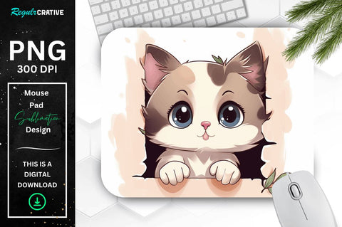 Kawaii Peeking Cat mouse pad Bundle Sublimation Regulrcrative 