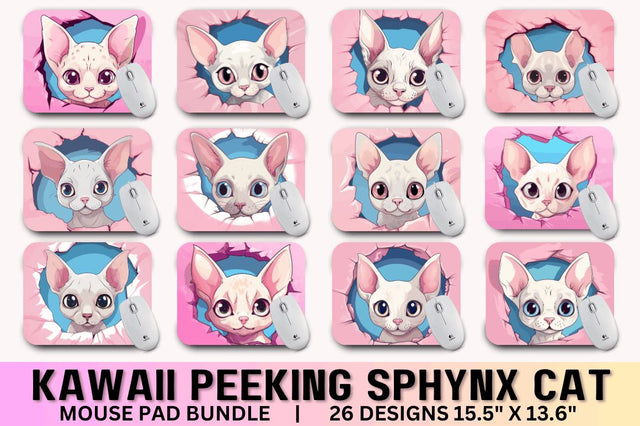 Kawaii Peeking Cat mouse pad Bundle Sublimation Regulrcrative 