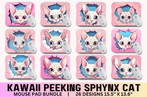 Kawaii Peeking Cat mouse pad Bundle Sublimation Regulrcrative 