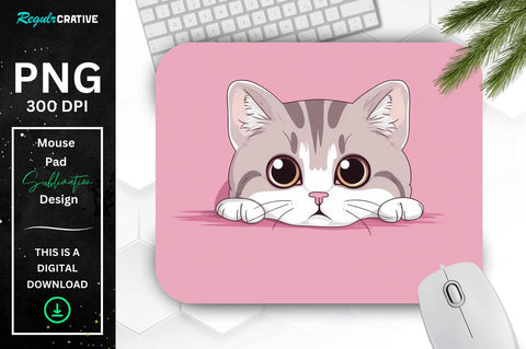 Kawaii Peeking Cat mouse pad Bundle Sublimation Regulrcrative 
