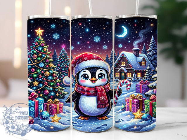 Kawaii Penguin Christmas 20oz Tumbler, Kawaii Penguin Christmas, 20oz Tumbler Wrap, Sublimation Design, Cute Penguin PNG, Festive Holiday Graphic, Winter Kawaii Wrap, Digital Tumbler Craft Sublimation ToriDesigns 