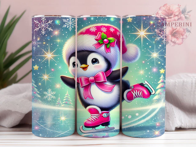 Kawaii Pink Christmas Penguin Tumbler, Cute Penguin Wrap, 20oz Sublimation Tumbler, Holiday Penguin Gift, Christmas Drinkware, Winter Penguin Decor, Kawaii Christmas Tumbler Sublimation Li Zamperini 