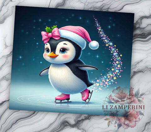 Kawaii Pink Christmas Penguin Tumbler, Cute Penguin Wrap, 20oz Sublimation Tumbler, Holiday Penguin Gift, Christmas Drinkware, Winter Penguin Decor, Kawaii Christmas Tumbler Sublimation Li Zamperini 