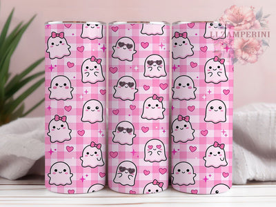 Kawaii Pink Ghosts 20oz Tumbler, Kawaii Pink Ghosts, 20oz Tumbler Wrap, Sublimation Design, Cute Ghost PNG, Kawaii Tumbler Wrap, Halloween Tumbler Design, Digital Download Sublimation Li Zamperini 