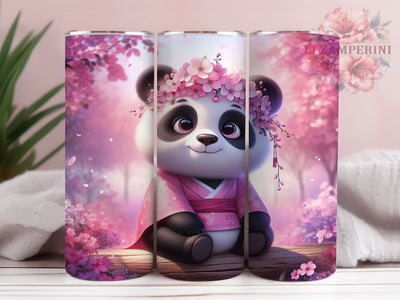 Kawaii Pink Panda Japan Tumbler, Japanese Style Cup, Cute Animal Design, Asian Inspired Gift, Pink Panda Present, Oriental Art Tumbler, Adorable Bear Cup Sublimation Li Zamperini 