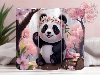 Kawaii Pink Panda Japan Tumbler, Japanese Style Cup, Cute Animal Design, Asian Inspired Gift, Pink Panda Present, Oriental Art Tumbler, Adorable Bear Cup Sublimation Li Zamperini 