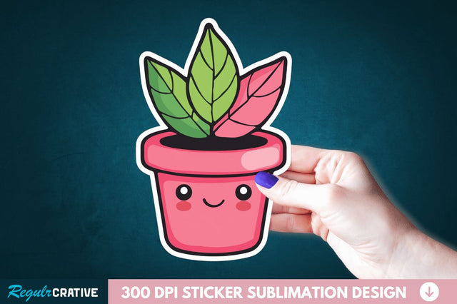 Kawaii Plant Sticker Clipart Sublimation Regulrcrative 