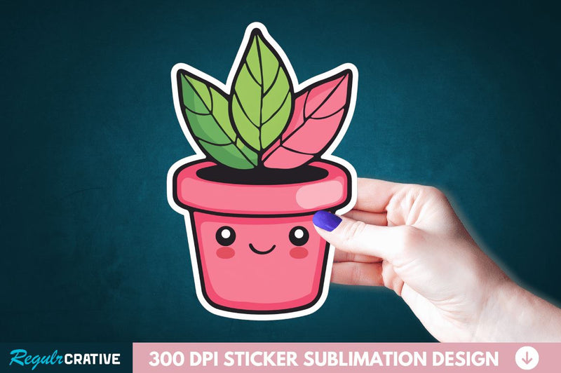 Kawaii Plant Sticker Clipart Sublimation Regulrcrative 