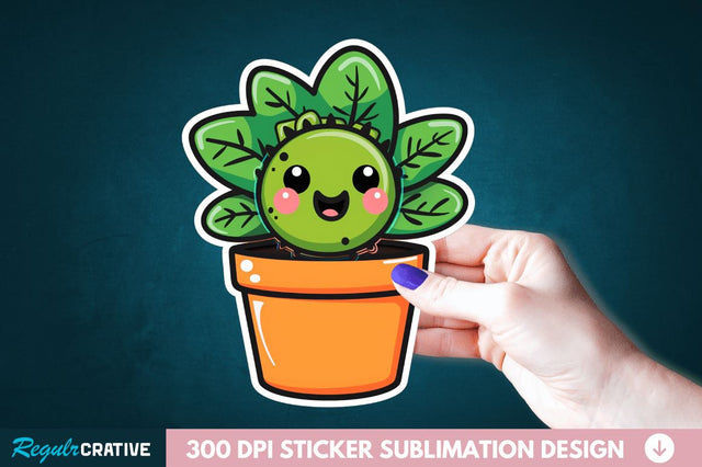 Kawaii Plant Sticker Clipart Sublimation Regulrcrative 