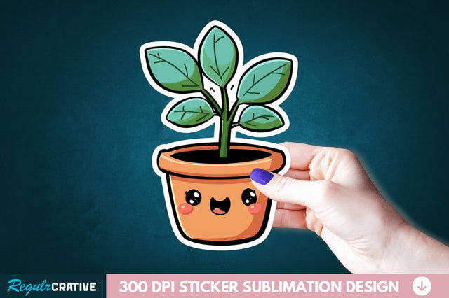 Kawaii Plant Sticker Clipart Sublimation Regulrcrative 
