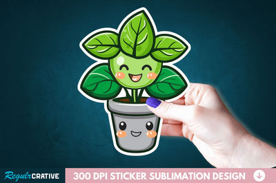 Kawaii Plant Sticker Clipart Sublimation Regulrcrative 