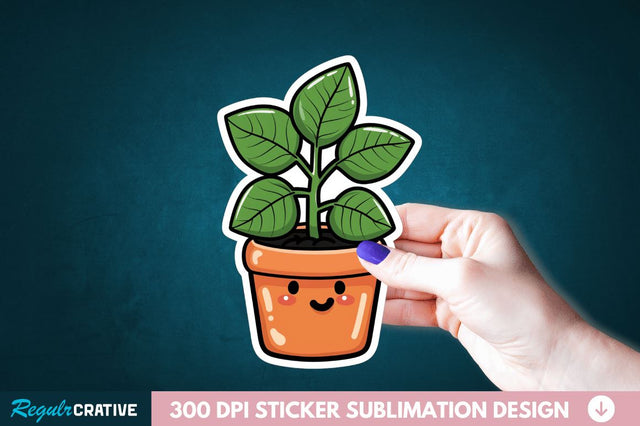 Kawaii Plant Sticker Clipart Sublimation Regulrcrative 