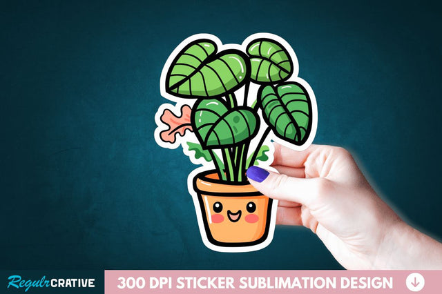 Kawaii Plant Sticker Clipart Sublimation Regulrcrative 