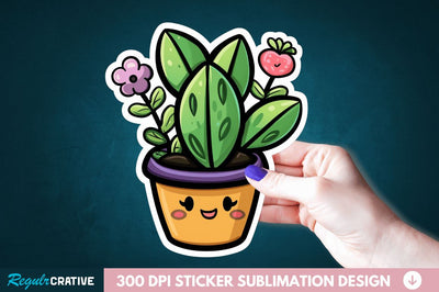 Kawaii Plant Sticker Clipart Sublimation Regulrcrative 