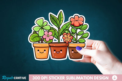 Kawaii Plant Sticker Clipart Sublimation Regulrcrative 