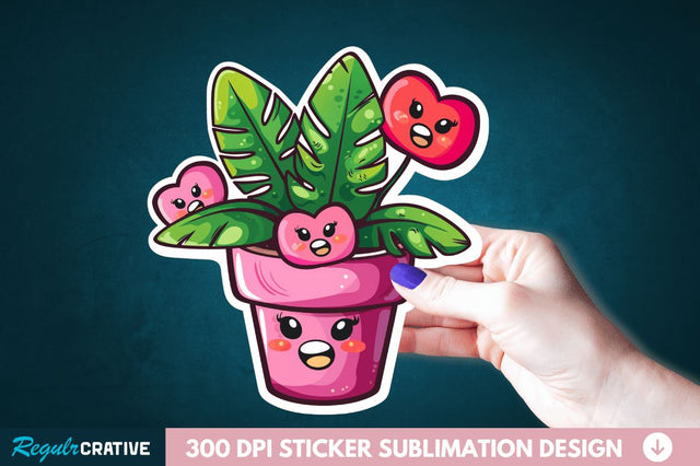 Kawaii Plant Sticker Clipart Sublimation Regulrcrative 