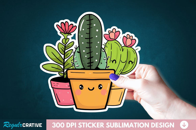 Kawaii Plant Sticker Clipart Sublimation Regulrcrative 