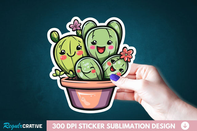 Kawaii Plant Sticker Clipart Sublimation Regulrcrative 
