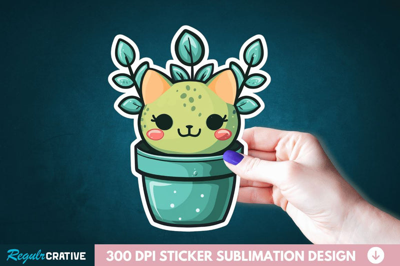 Kawaii Plant Sticker Clipart Sublimation Regulrcrative 