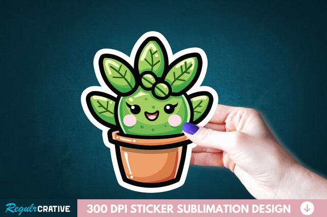 Kawaii Plant Sticker Clipart Sublimation Regulrcrative 