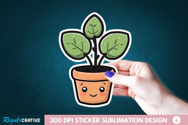Kawaii Plant Sticker Clipart Sublimation Regulrcrative 