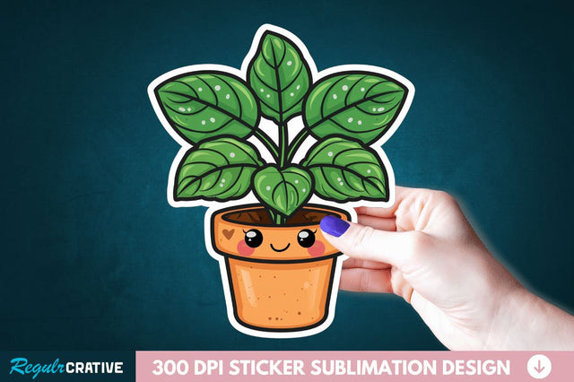 Kawaii Plant Sticker Clipart Sublimation Regulrcrative 