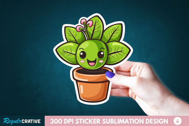 Kawaii Plant Sticker Clipart Sublimation Regulrcrative 