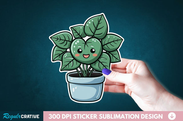 Kawaii Plant Sticker Clipart Sublimation Regulrcrative 