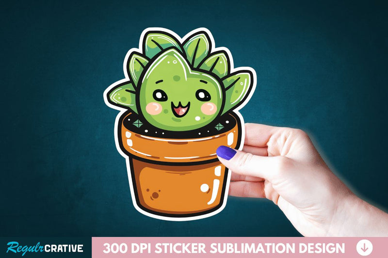 Kawaii Plant Sticker Clipart Sublimation Regulrcrative 