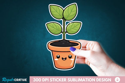 Kawaii Plant Sticker Clipart Sublimation Regulrcrative 