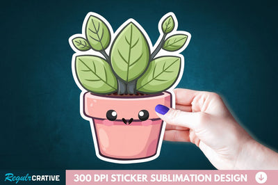 Kawaii Plant Sticker Clipart Sublimation Regulrcrative 