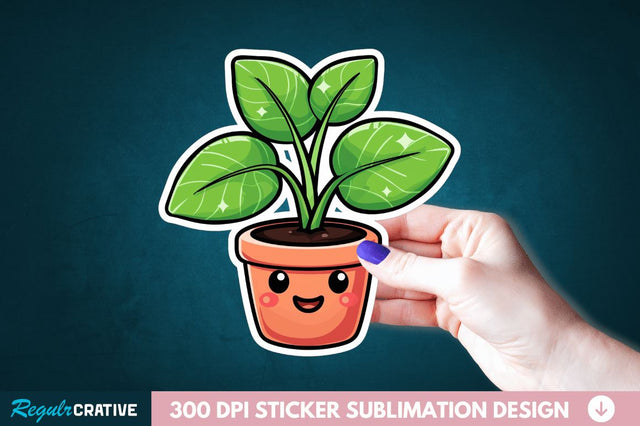 Kawaii Plant Sticker Clipart Sublimation Regulrcrative 