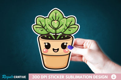 Kawaii Plant Sticker Clipart Sublimation Regulrcrative 