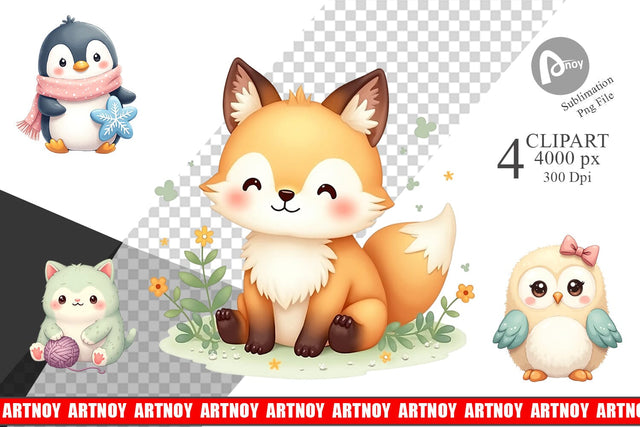 Kawaii Plush Dolls Clipart Sublimation artnoy 