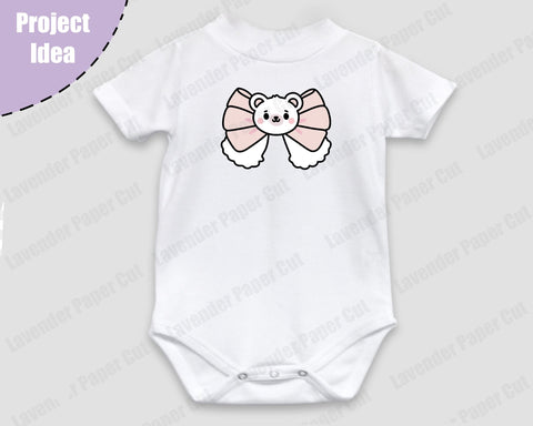 Kawaii Polar Bear Bow. Kawaii Bear Bow, PNG, JPG, Clipart, Layered svg, Cute bow, lolita fashion, Cricut and Silhouette, Embroidery SVG Lavender Paper Cut 