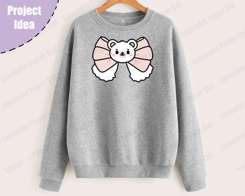 Kawaii Polar Bear Bow. Kawaii Bear Bow, PNG, JPG, Clipart, Layered svg, Cute bow, lolita fashion, Cricut and Silhouette, Embroidery SVG Lavender Paper Cut 