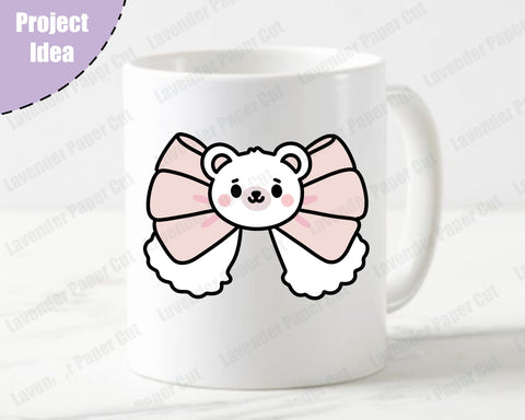 Kawaii Polar Bear Bow. Kawaii Bear Bow, PNG, JPG, Clipart, Layered svg, Cute bow, lolita fashion, Cricut and Silhouette, Embroidery SVG Lavender Paper Cut 
