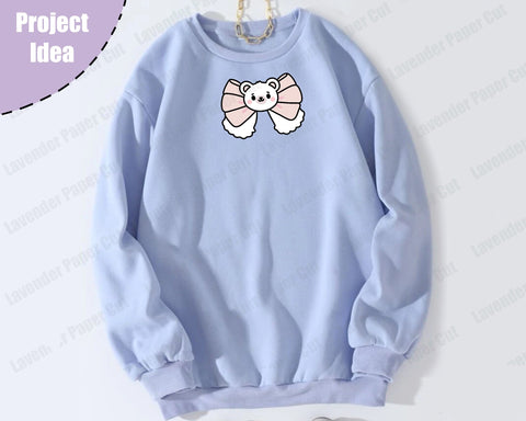 Kawaii Polar Bear Bow. Kawaii Bear Bow, PNG, JPG, Clipart, Layered svg, Cute bow, lolita fashion, Cricut and Silhouette, Embroidery SVG Lavender Paper Cut 