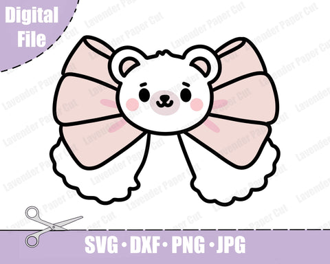 Kawaii Polar Bear Bow. Kawaii Bear Bow, PNG, JPG, Clipart, Layered svg, Cute bow, lolita fashion, Cricut and Silhouette, Embroidery SVG Lavender Paper Cut 