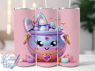 Kawaii Potion Cauldron Halloween Tumbler, Potion Cauldron Design, Cute Witch Tumbler, Halloween Drinkware, Magic Potion Wrap, 20Oz Sublimation Design, Spooky Kawaii Cup Sublimation ToriDesigns 