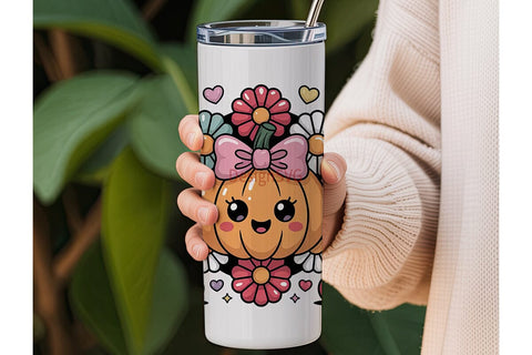 Kawaii Pumpkin 20oz Tumbler Wrap Sublimation DesignSVG 