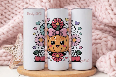 Kawaii Pumpkin 20oz Tumbler Wrap Sublimation DesignSVG 
