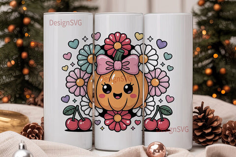 Kawaii Pumpkin 20oz Tumbler Wrap Sublimation DesignSVG 