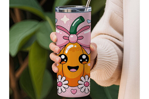 Kawaii Pumpkin 20oz Tumbler Wrap Sublimation DesignSVG 
