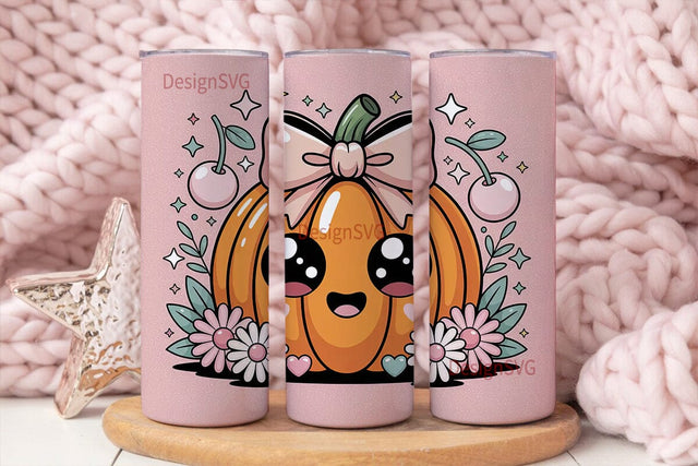 Kawaii Pumpkin 20oz Tumbler Wrap Sublimation DesignSVG 
