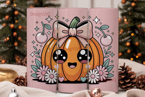 Kawaii Pumpkin 20oz Tumbler Wrap Sublimation DesignSVG 